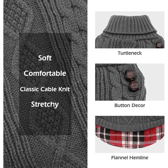 Kyeese Gray Dog Sweater 2XL * Cozy Knitted Attire with Leash Hole - Picture 4 of 7